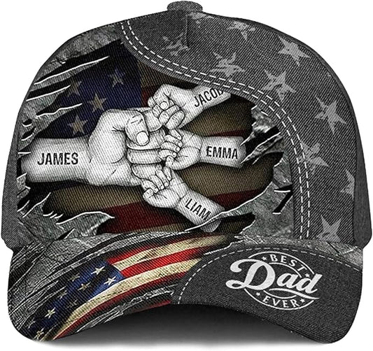 Personalized Dad Cap with Kids Names — Custom Father's Day Hat for Dad, Grandpa & Daddy