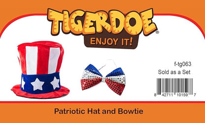 Tigerdoe Uncle Sam top hat and bow tie American flag patriotic costume set for 4th of July