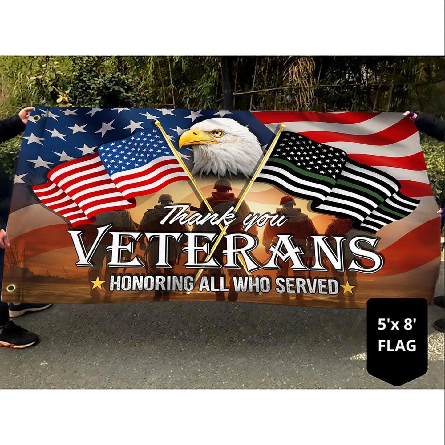Outdoor Army veteran thank you veterans flag 3x5 ft patriotic decoration for home garden and yard display on Veterans Day Memorial Day and 4th of July
