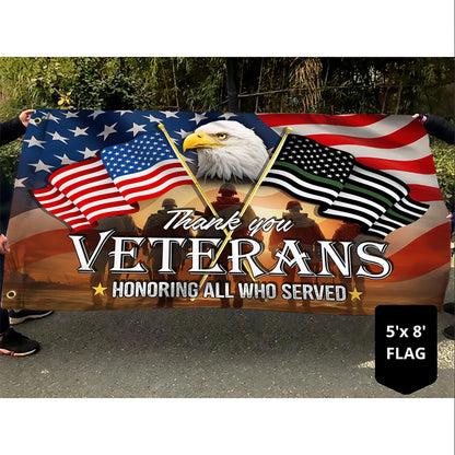 Outdoor Army veteran thank you veterans flag 3x5 ft patriotic decoration for home garden and yard display on Veterans Day Memorial Day and 4th of July