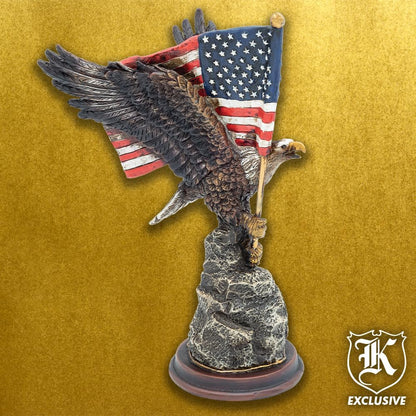 American Flag Eagle Statue | Hand Painted Sculpted Polyresin | Rustic Patriotic Home Decor | 10.5" x 7" x 6.25"