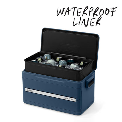 Coleman Snap 'N Go 55-Quart Collapsible Hard Cooler | 64 Hour Cold | Portable Waterproof Liner | Sapphire Blue