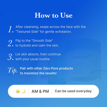 medicube Zero Pore Pad 2.0 – Dual-Textured Exfoliating Toner Pads with AHA & BHA | Korean Skin Care | 70 Pads