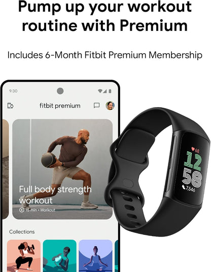 Fitbit Charge 6 Fitness Tracker with Heart Rate, GPS, Obsidian