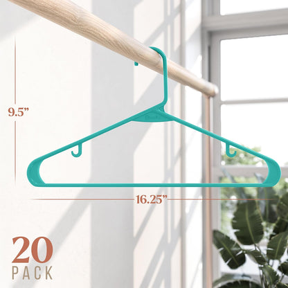 Plastic Hangers 20 Pack Aqua - Clothes Hangers - Makes The Perfect Coat Hanger and General Space Saving Clothes Hangers for Closet - Percheros Ganchos para Colgar Ropa Hangars