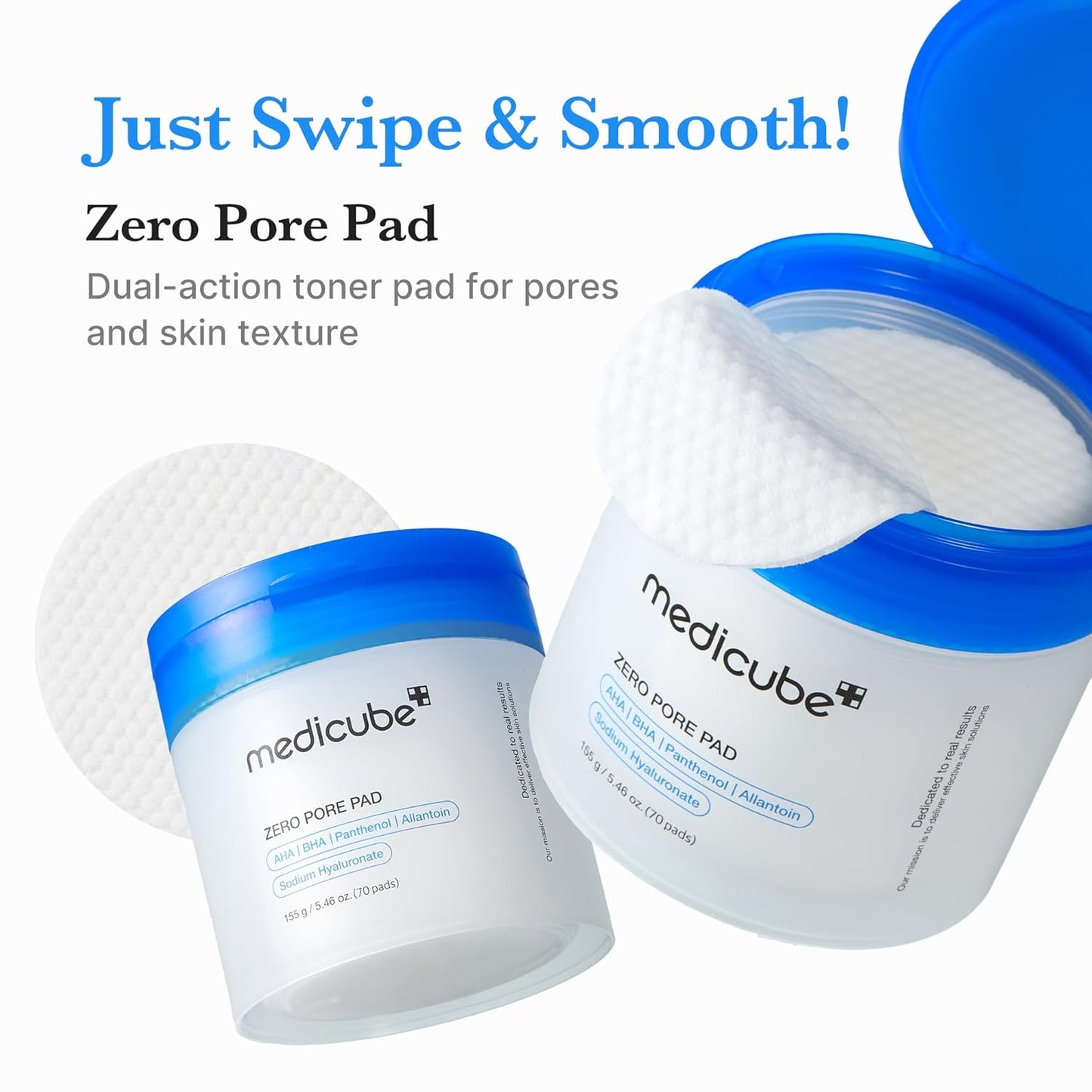 medicube Zero Pore Pad 2.0 – Dual-Textured Exfoliating Toner Pads with AHA & BHA | Korean Skin Care | 70 Pads