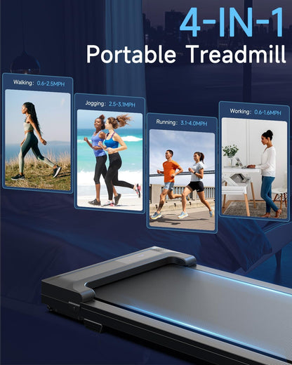 Walking Pad Treadmill for Home - Under Desk Treadmills Mini Portable Walking Running Machine Slim Compact Motorized Electric Treadmill with Adjustable Speed Remote