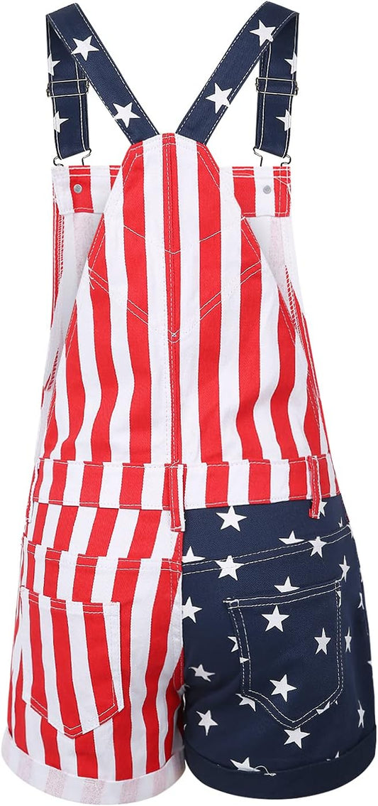 Women American Flag Overalls