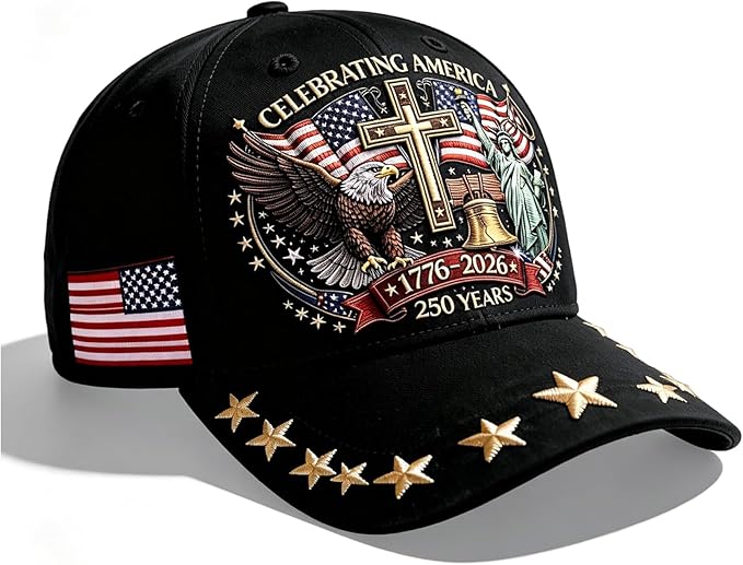 Eagle Liberty and Cross 250th Anniversary patriotic baseball cap adjustable fit men women 1776-2026