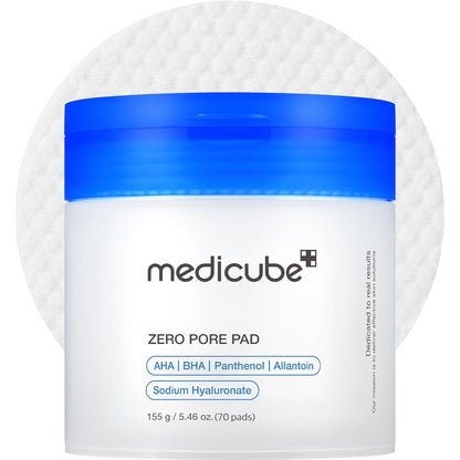 medicube Zero Pore Pad 2.0 – Dual-Textured Exfoliating Toner Pads with AHA & BHA | Korean Skin Care | 70 Pads