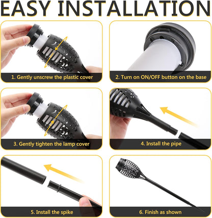 Toodour solar torch flame lights 12 pack flickering flame waterproof outdoor garden lawn patio landscape decoration lighting