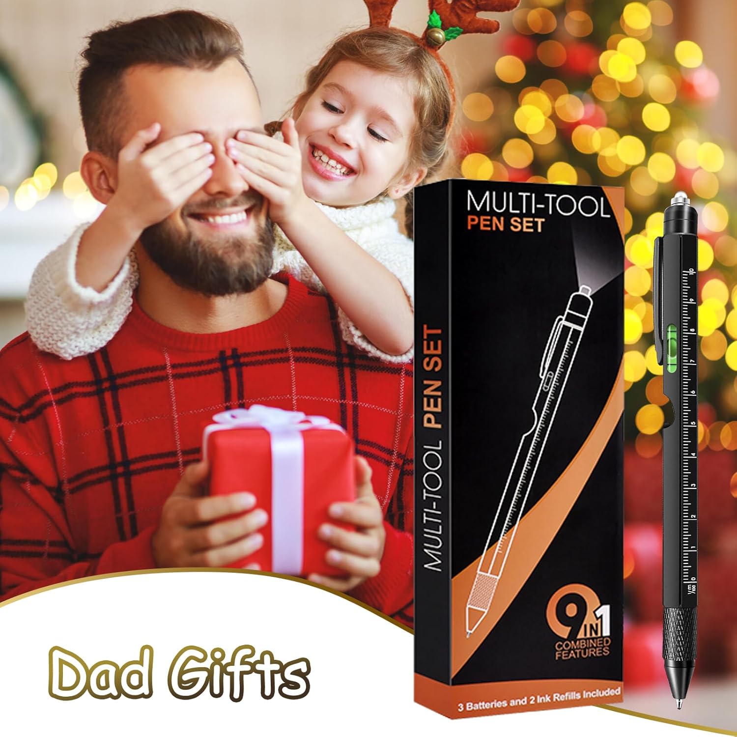 9-in-1 multitool pen cool gadget gift for dad husband and him Father's Day birthday and Christmas stocking stuffer