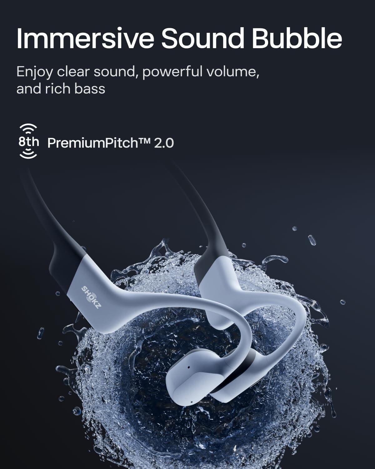 SHOKZ OpenSwim Pro - Open-Ear Bluetooth Headphones & 32GB MP3 Player, IP68 Waterproof, Bone Conduction Headphones, Secure Fit for Workouts, Running and Swimming, Built-in Microphone, Grey (Renewed)