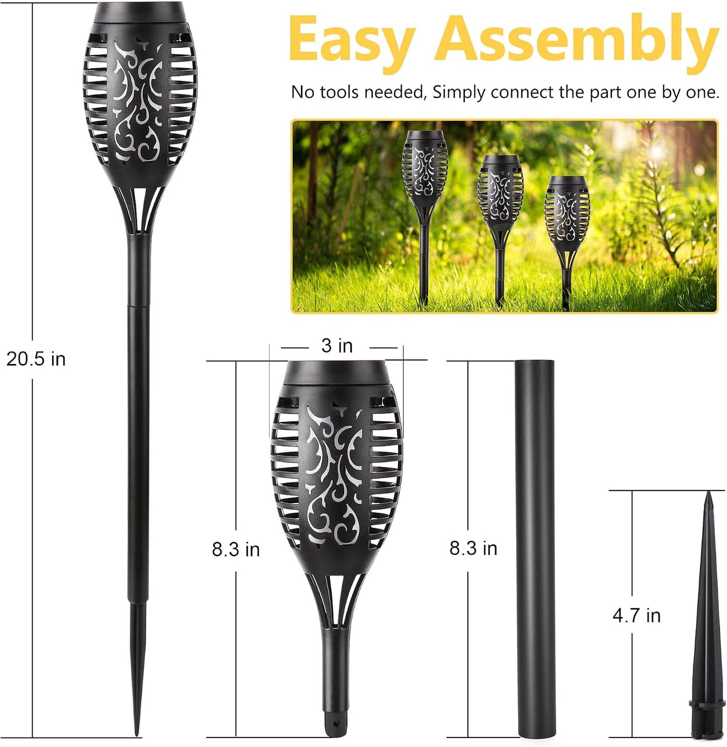 Toodour solar torch flame lights 12 pack flickering flame waterproof outdoor garden lawn patio landscape decoration lighting