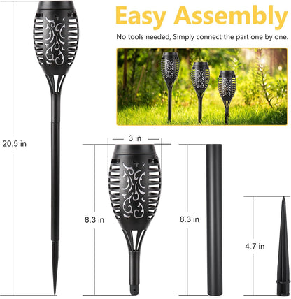 Toodour solar torch flame lights 12 pack flickering flame waterproof outdoor garden lawn patio landscape decoration lighting