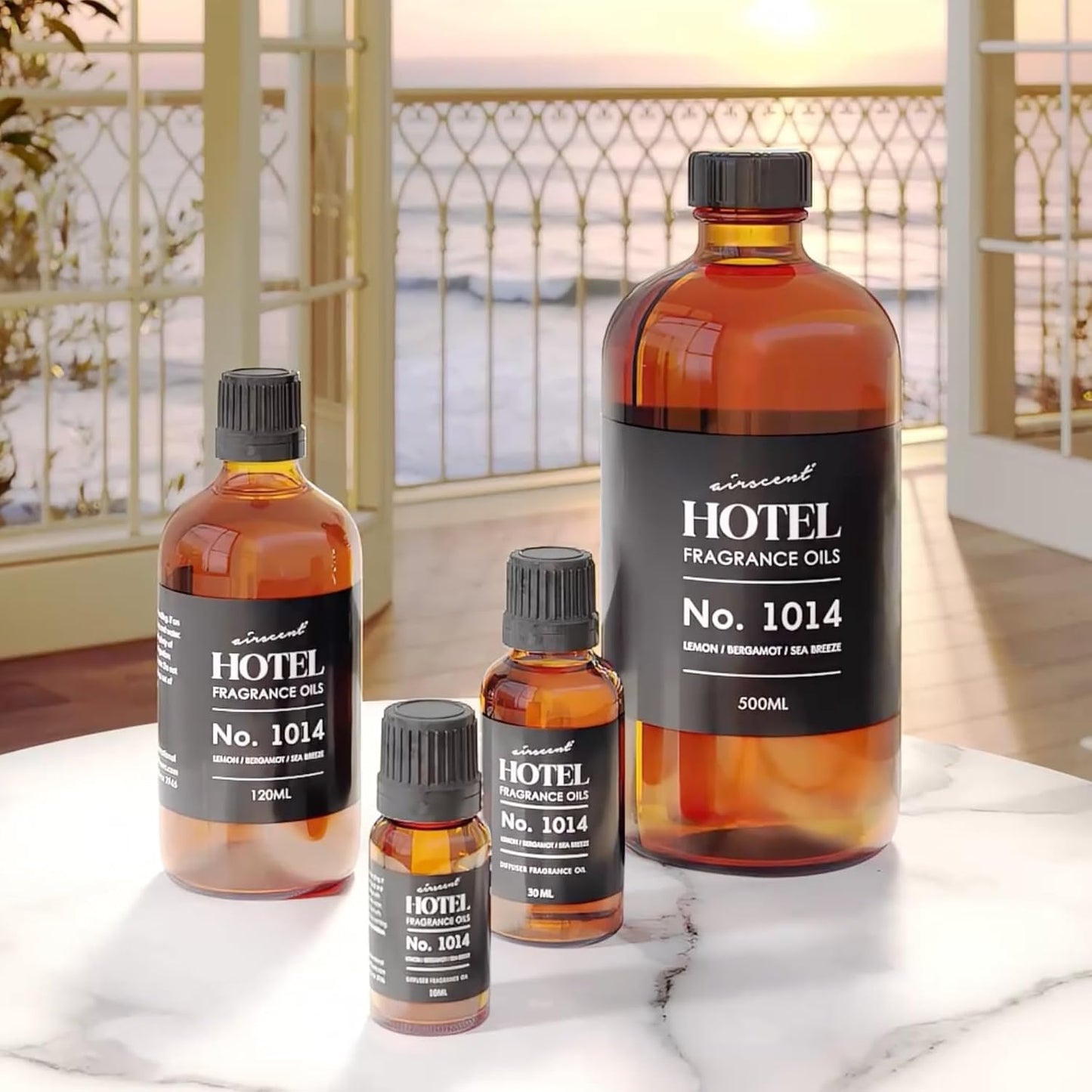 AirScent Hotel Diffuser Oil No. 1014 - The Iconic 5-Star Hotel Coastal Blend - Lemon Bergamot Sea Breeze - 10 mL Premium Fragrance Oil for Ultrasonic and Waterless Diffusers and Crafting