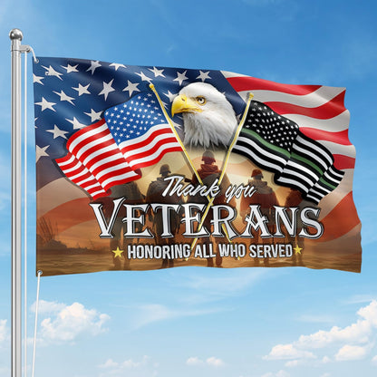Outdoor Army veteran thank you veterans flag 3x5 ft patriotic decoration for home garden and yard display on Veterans Day Memorial Day and 4th of July