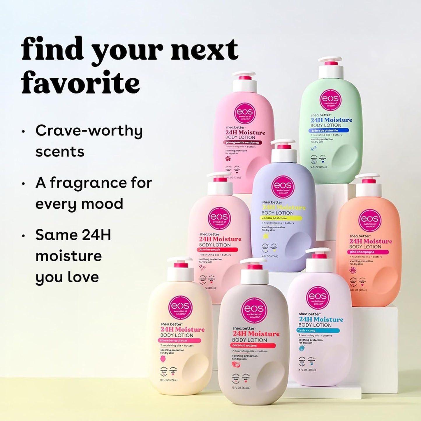 eos Shea Better Body Lotion – Vanilla Cashmere 24-Hour Moisture for Women | Natural Shea | 16 fl oz