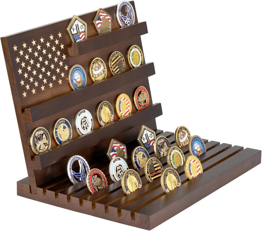 Military challenge coin display case holder for veteran coin collections