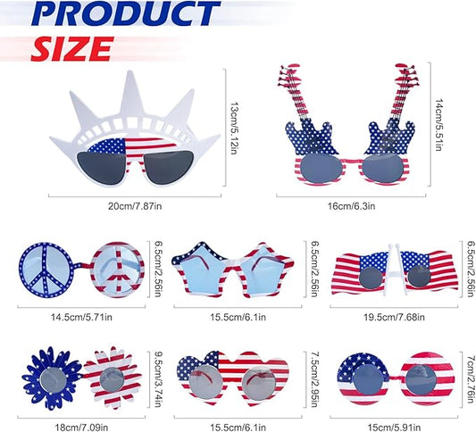 16 Pack American Flag Glasses for 4th of July Party — Patriotic Photo Booth Props & Novelty Glasses