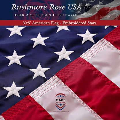 American Flag Made in USA | American Flags for Outside 3X5 | Premium US Flag 3X5 Heavy Duty Outdoor with Embroidered Stars and Sewn Stripes