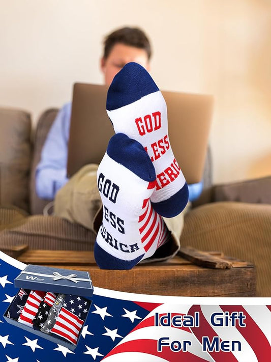 Halfchet 5-pack American flag patriotic stars and stripes crew socks USA 4th of July veteran gift