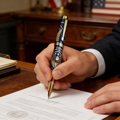 250th Anniversary commemorative ballpoint pen displayed in an elegant gift box as a patriotic collector's item for America's 250th Independence Day celebration