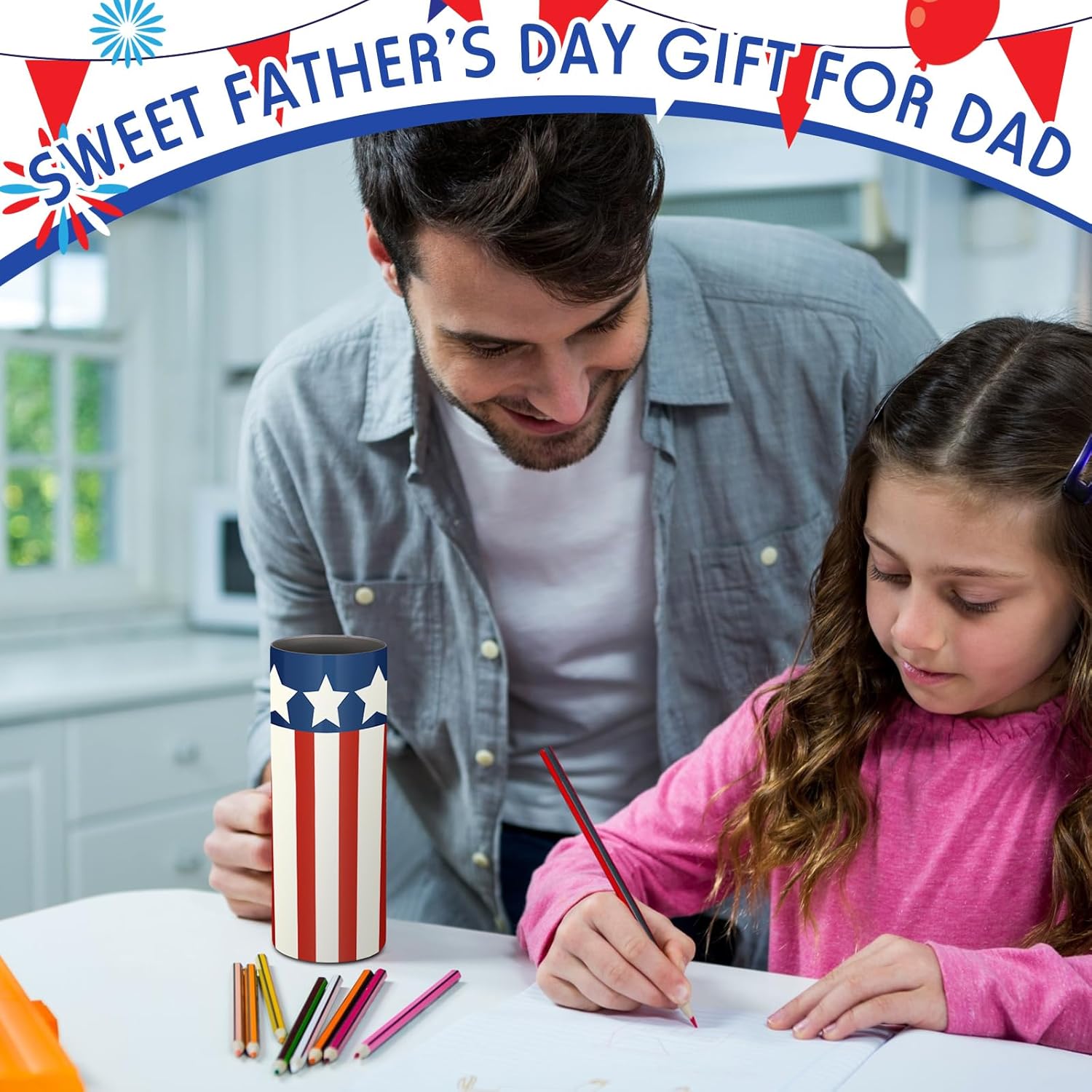 4 pack of 20oz American flag stainless steel insulated tumblers with lid straw and brush displayed as patriotic gifts for veterans and Father's Day