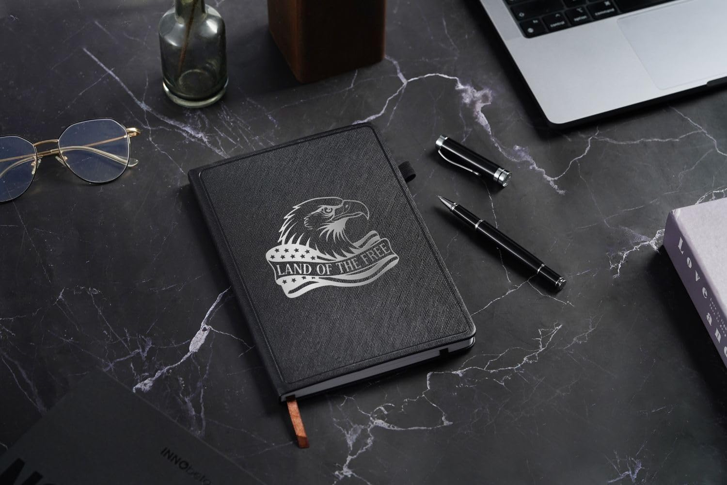 Onebttl personalized men's gift set with 20oz stainless steel tumbler, artisan journal with gold foil cover, and signature pen in a premium gift box