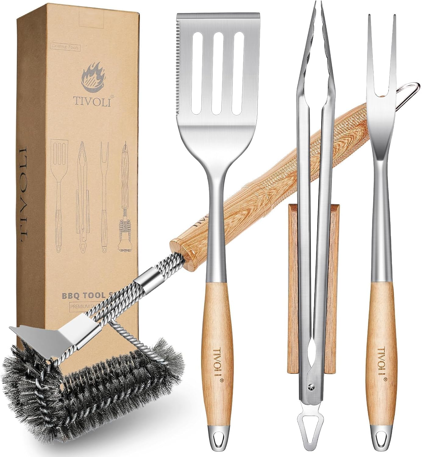 4PCS Grilling Accessories, Heavy Duty BBQ Tool Set