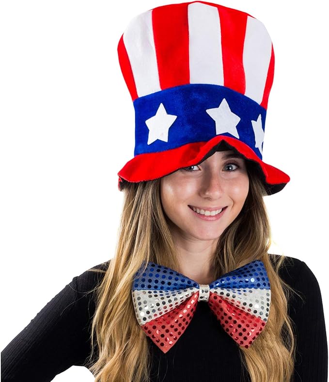 Tigerdoe Uncle Sam top hat and bow tie American flag patriotic costume set for 4th of July