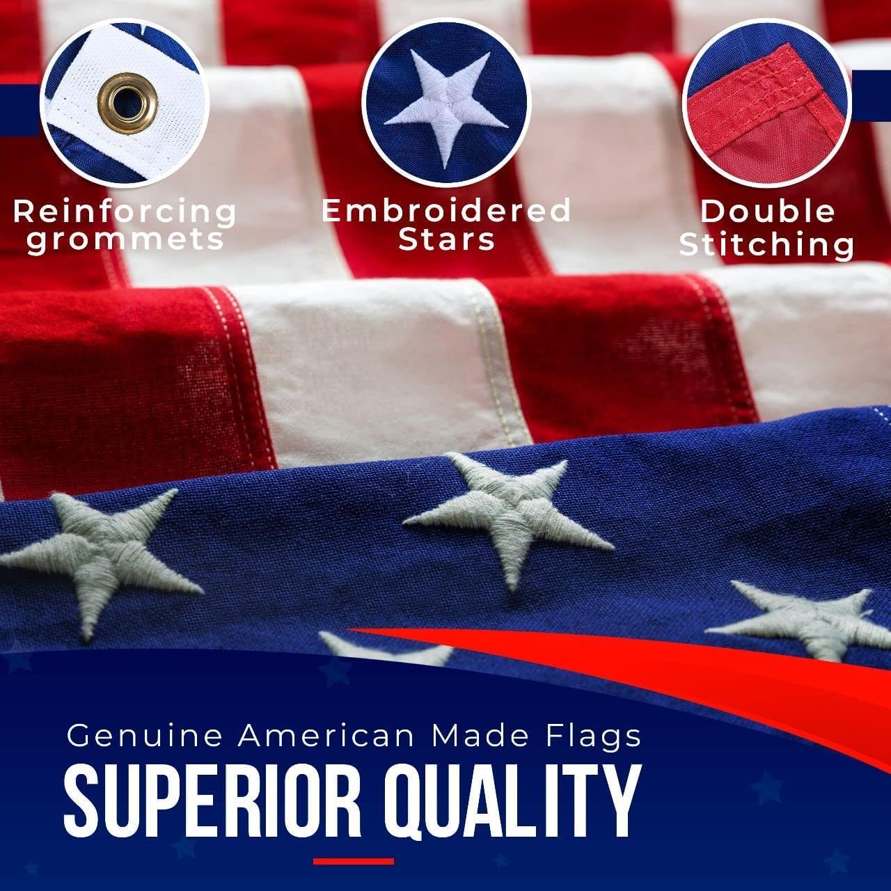 American Flag Made in USA | American Flags for Outside 3X5 | Premium US Flag 3X5 Heavy Duty Outdoor with Embroidered Stars and Sewn Stripes