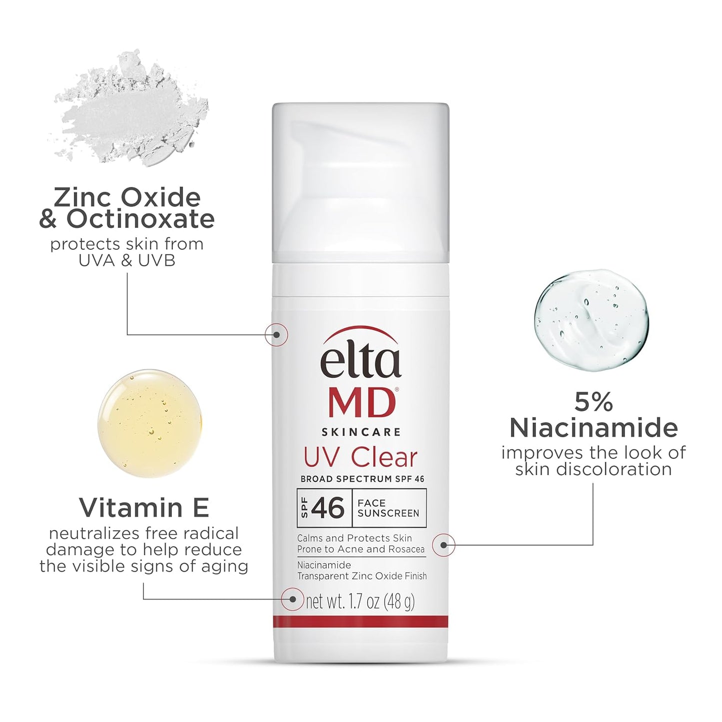 EltaMD UV Clear Face Sunscreen SPF 46 – Oil-Free Zinc Oxide Sunscreen for Sensitive, Acne-Prone & Rosacea Skin | Dermatologist Recommended