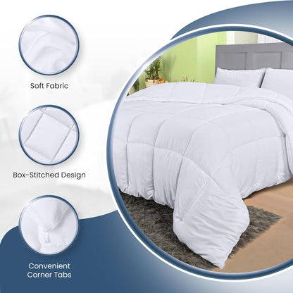 Utopia Bedding Comforters Queen Size, All Season Duvet Insert, Down Alternative Box Stitched Bed Comforter with Corner Tabs, Machine Washable (White, Pack of 4)