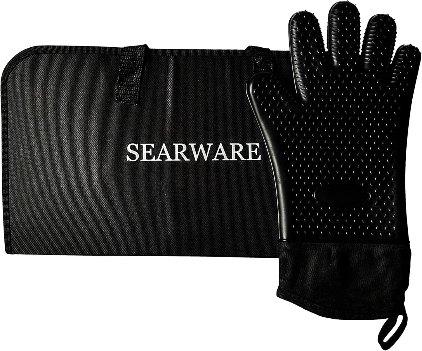 Stainless Steel BBQ Grill Tool Set — Heat Resistant Glove, Bristle-Free Brush, Thermometer, Meat Injector & Corn Skewers