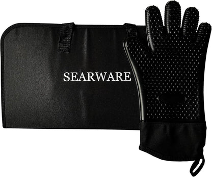 Stainless Steel BBQ Grill Tool Set — Heat Resistant Glove, Bristle-Free Brush, Thermometer, Meat Injector & Corn Skewers