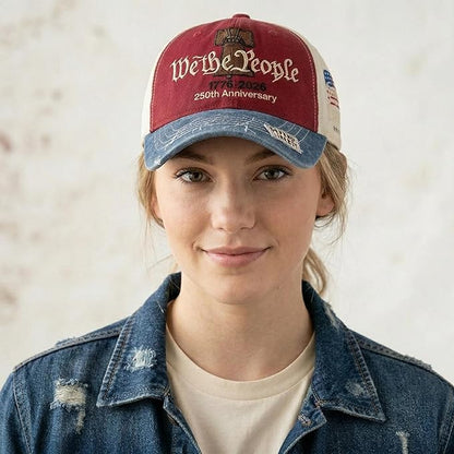 USA 250th Anniversary Hat | Adjustable Patriotic Baseball Cap | Tribute Retro Washed Print