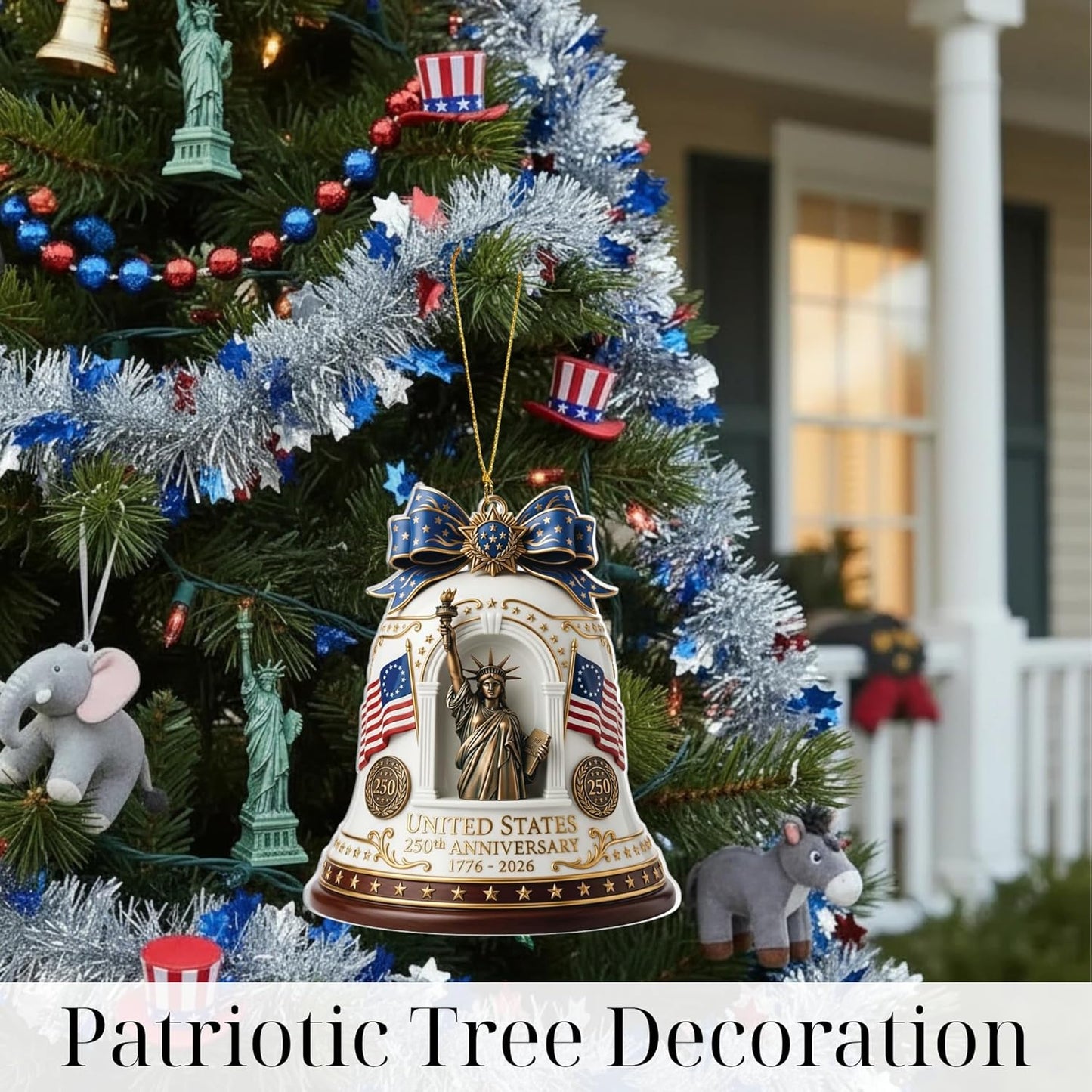 250th Anniversary USA patriotic flat acrylic Liberty Bell ornament 1776-2026 commemorative keepsake gift for veterans and 4th of July Independence Day tree decor