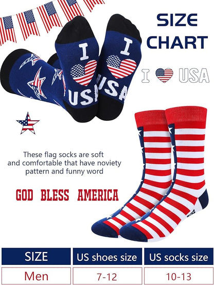 Halfchet 5-pack American flag patriotic stars and stripes crew socks USA 4th of July veteran gift