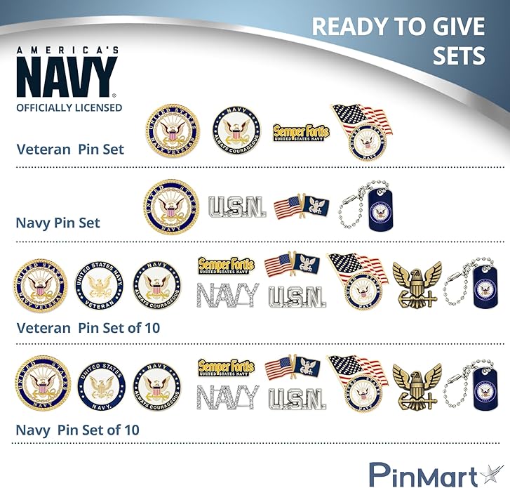 PinMart Officially Licensed U.S. Navy Lapel Pin | Military Emblem Enamel Brooch | Gold or Nickel Plated | Secure Clutch Back