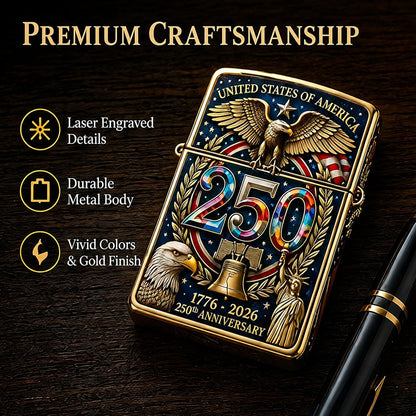 USA 250th Anniversary double sided printed metal patriotic pocket lighter gift for men