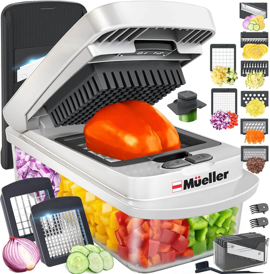 Mueller Original Pro Chopper — 10-in-1 Vegetable Chopper & Mandoline Slicer with Container