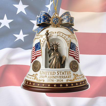 250th Anniversary USA patriotic flat acrylic Liberty Bell ornament 1776-2026 commemorative keepsake gift for veterans and 4th of July Independence Day tree decor