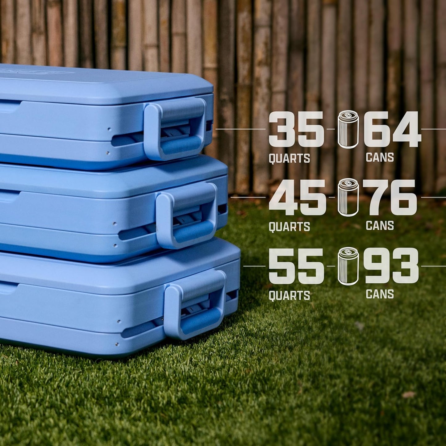Coleman Snap 'N Go 55-Quart Collapsible Hard Cooler | 64 Hour Cold | Portable Waterproof Liner | Sapphire Blue