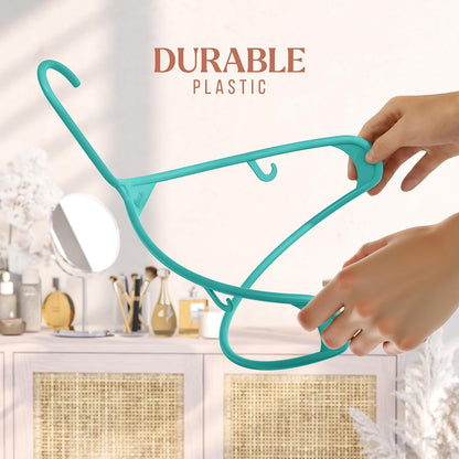 Plastic Hangers 20 Pack Aqua - Clothes Hangers - Makes The Perfect Coat Hanger and General Space Saving Clothes Hangers for Closet - Percheros Ganchos para Colgar Ropa Hangars