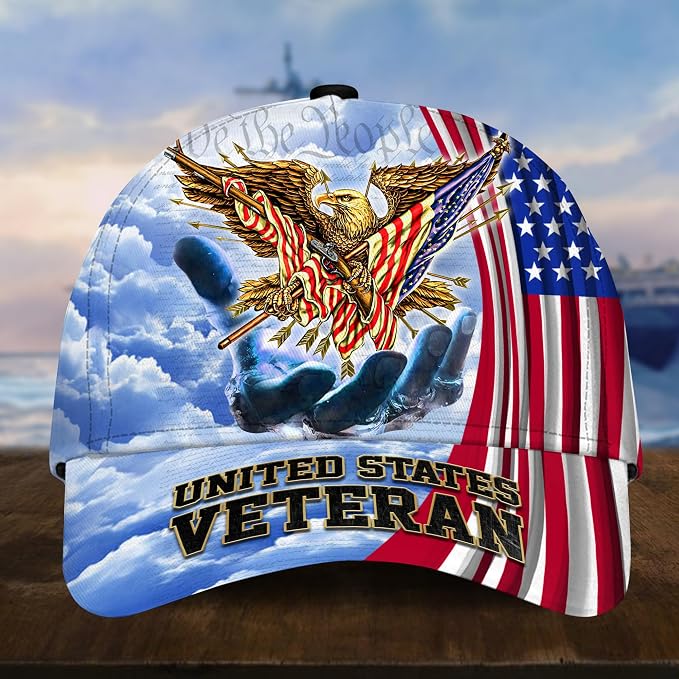  US Veteran patriotic military ball cap retired veteran gift for men