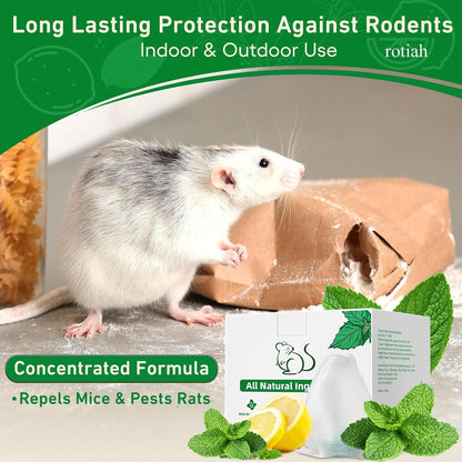 24-pack peppermint oil pest repellent pouches for mice, rats, spiders, and ants — natural, family and pet safe indoor and outdoor pest control