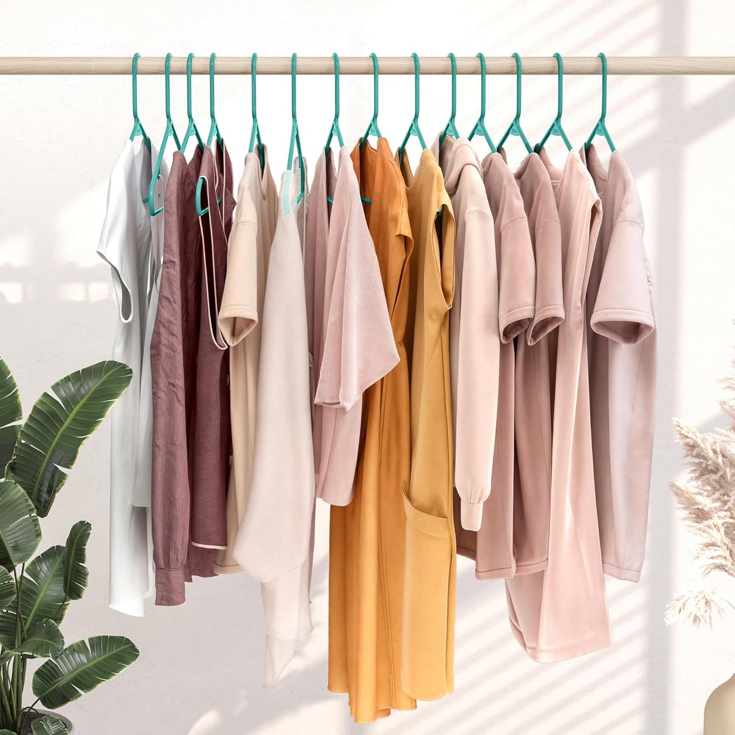 Plastic Hangers 20 Pack Aqua - Clothes Hangers - Makes The Perfect Coat Hanger and General Space Saving Clothes Hangers for Closet - Percheros Ganchos para Colgar Ropa Hangars