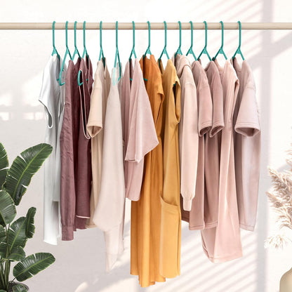 Plastic Hangers 20 Pack Aqua - Clothes Hangers - Makes The Perfect Coat Hanger and General Space Saving Clothes Hangers for Closet - Percheros Ganchos para Colgar Ropa Hangars