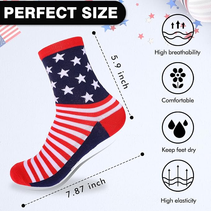 American USA flag patriotic stars and stripes socks for men and women 4th of July gift